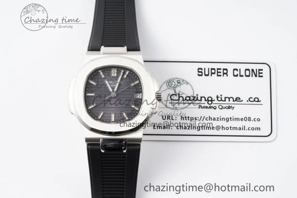 Nautilus 5711 1A PPF 1:1 Best Edition Gray Textured Dial on Black Rubber Strap 324CS V5