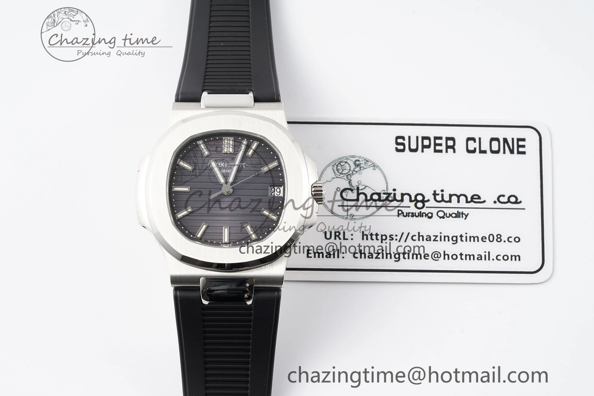 Nautilus 5711 1A PPF 1:1 Best Edition Gray Textured Dial on Black Rubber Strap 324CS V5
