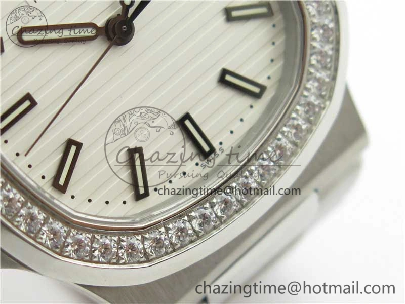 Nautilus 5711 1A PPF 1:1 Best Edition White Dial Diamonds Bezel on SS Bracelet 324CS (Free box) V3