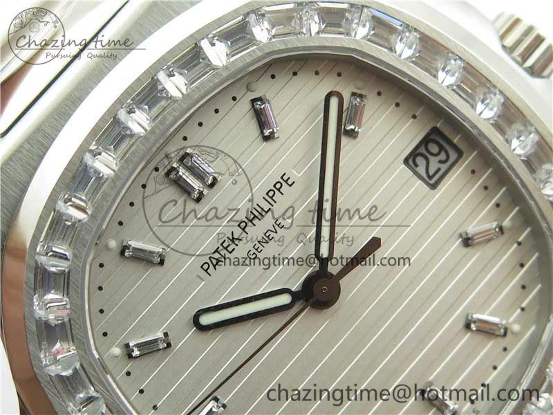 Nautilus 5711 1A PPF 1:1 Best Edition White Dial Diamonds Bezel on SS Bracelet 324CS (Free box) V4
