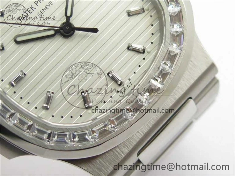 Nautilus 5711 1A PPF 1:1 Best Edition White Dial Diamonds Bezel on SS Bracelet 324CS (Free box) V4