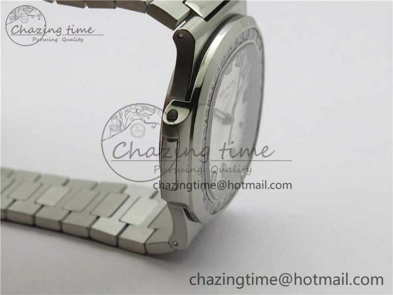 Nautilus 5711 1A PPF 1:1 Best Edition White Dial Diamonds Bezel on SS Bracelet 324CS (Free box) V4