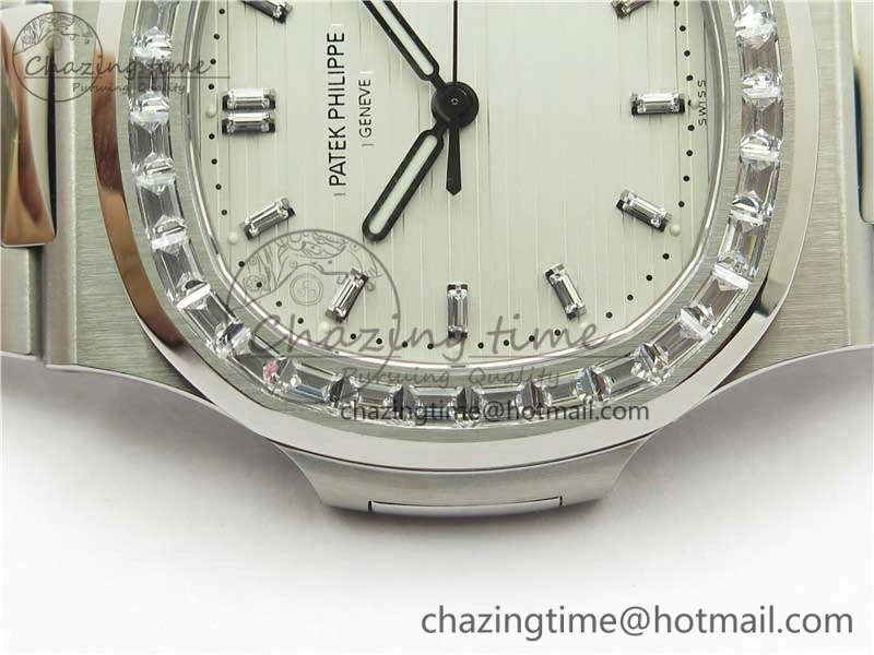 Nautilus 5711 1A PPF 1:1 Best Edition White Dial Diamonds Bezel on SS Bracelet 324CS (Free box) V4