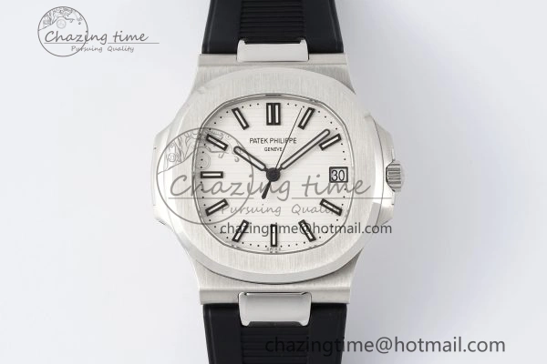 Nautilus 5711 1A PPF 1:1 Best Edition White Textured Dial on Black Rubber Strap 324CS V5