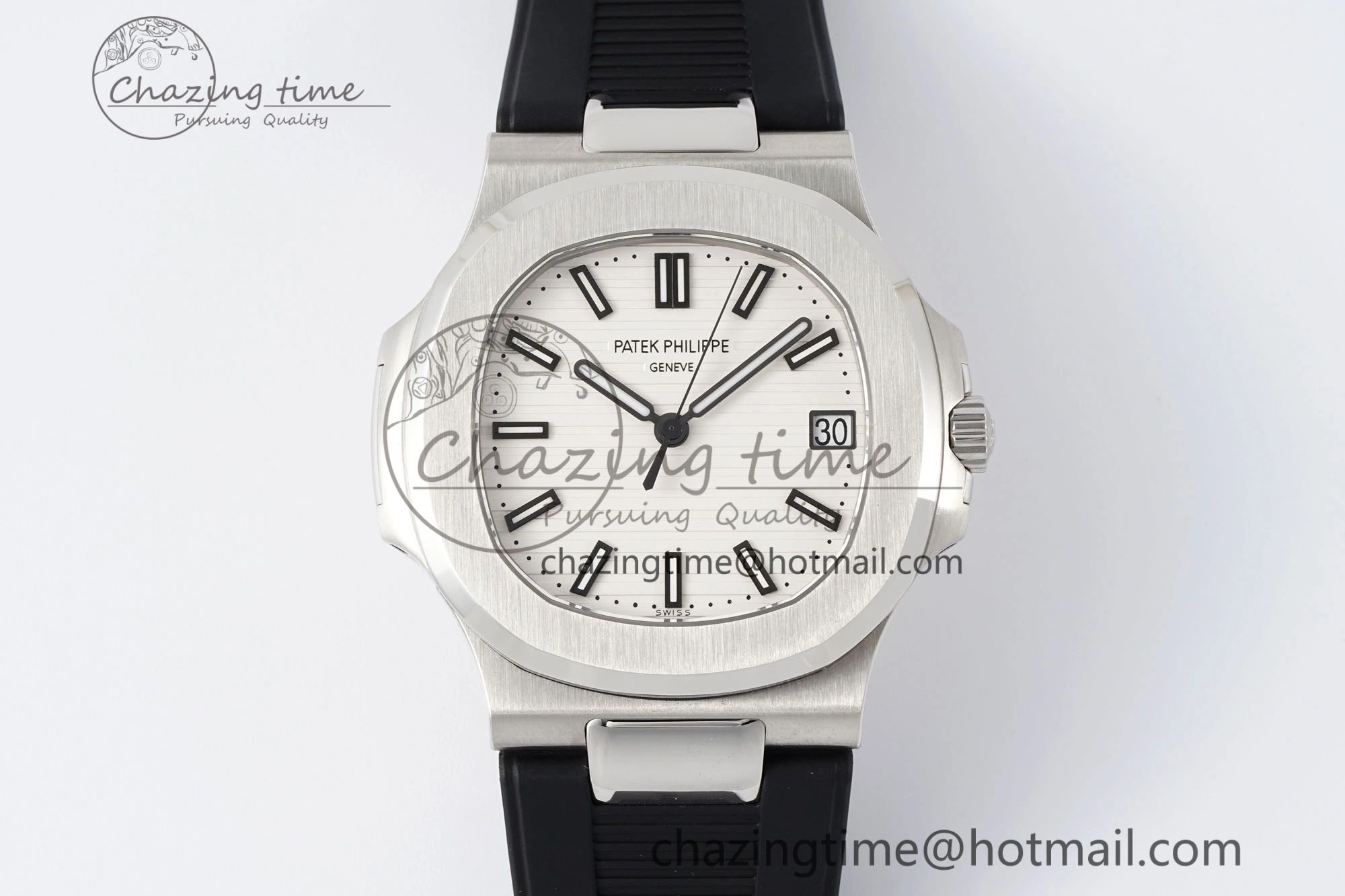 Nautilus 5711 1A PPF 1:1 Best Edition White Textured Dial on Black Rubber Strap 324CS V5