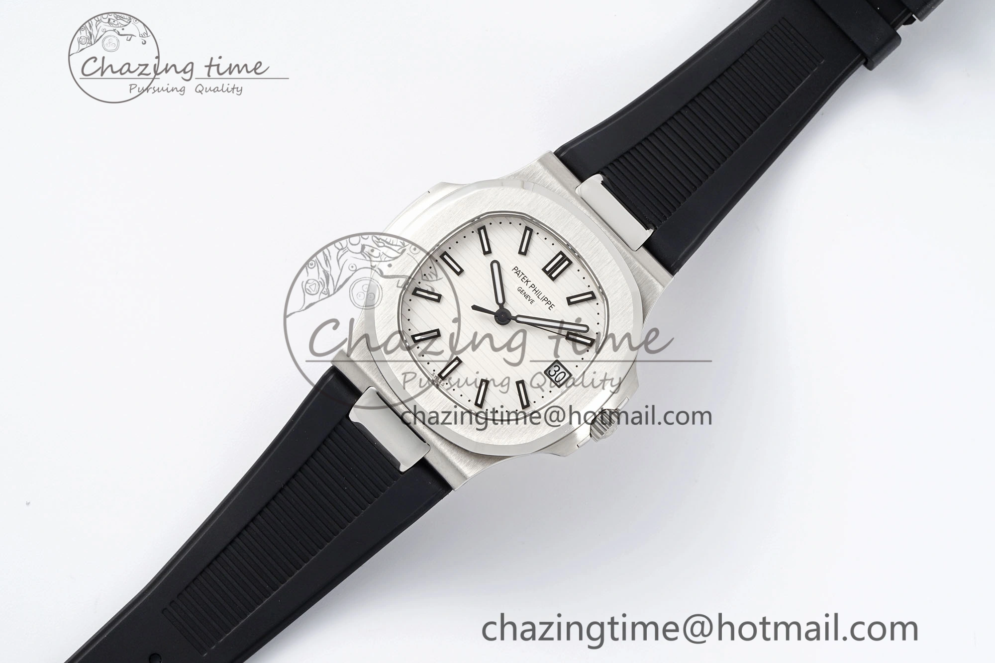 Nautilus 5711 1A PPF 1:1 Best Edition White Textured Dial on Black Rubber Strap 324CS V5