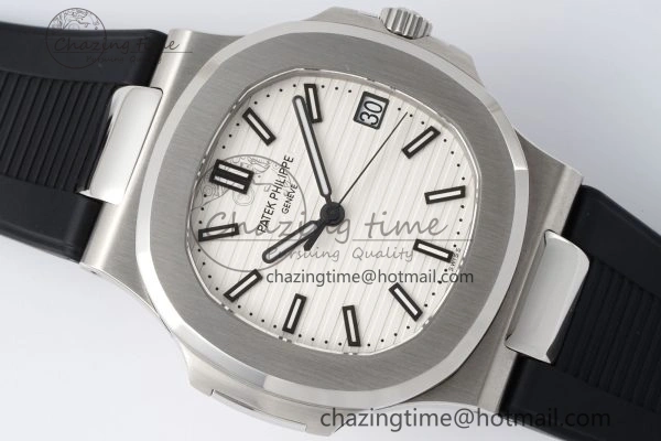 Nautilus 5711 1A PPF 1:1 Best Edition White Textured Dial on Black Rubber Strap 324CS V5