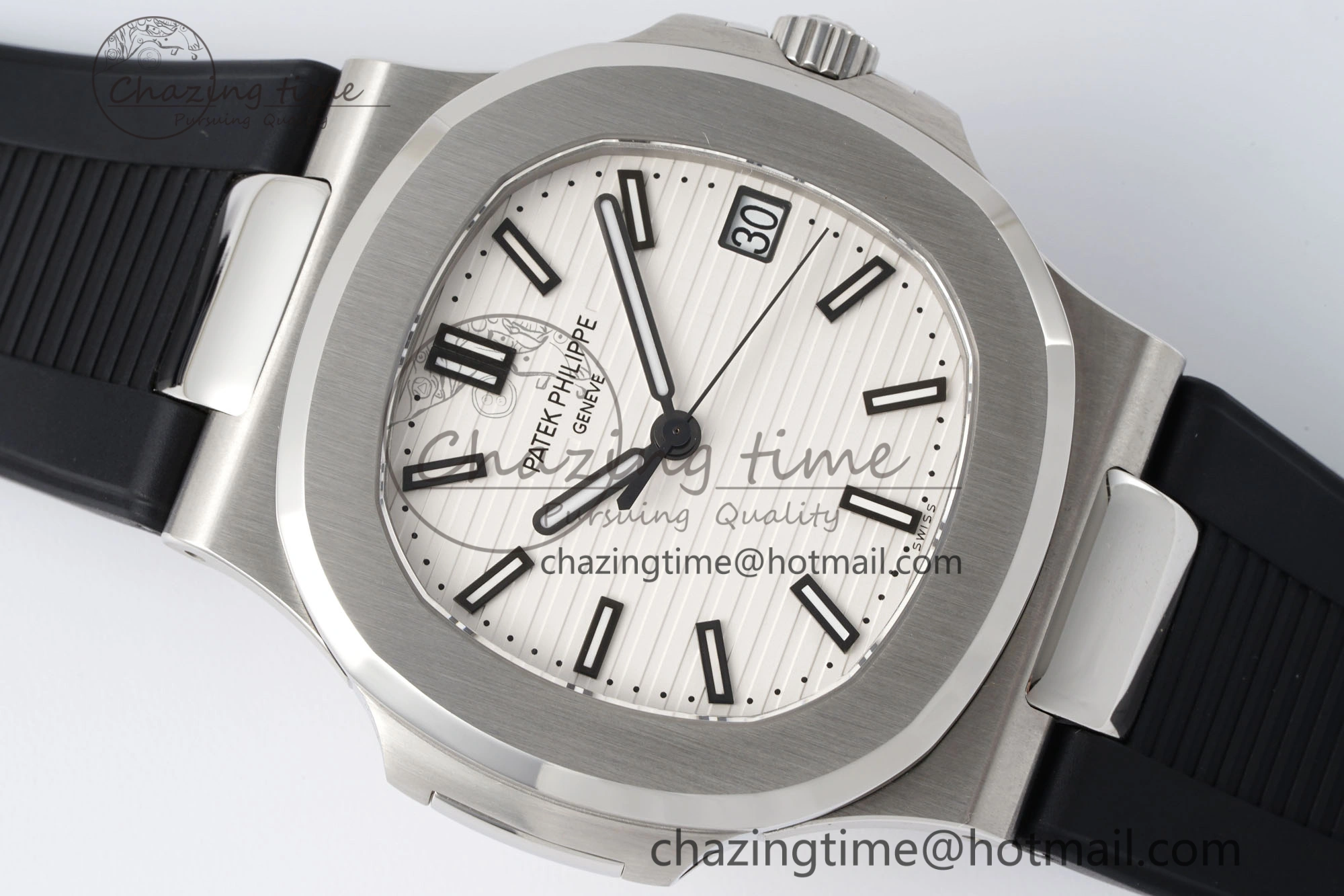 Nautilus 5711 1A PPF 1:1 Best Edition White Textured Dial on Black Rubber Strap 324CS V5