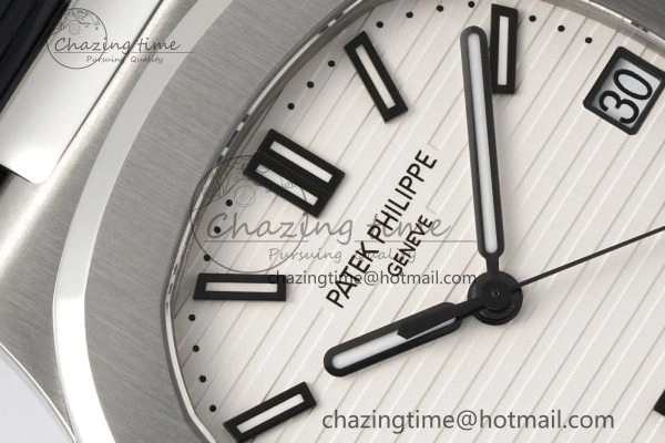 Nautilus 5711 1A PPF 1:1 Best Edition White Textured Dial on Black Rubber Strap 324CS V5