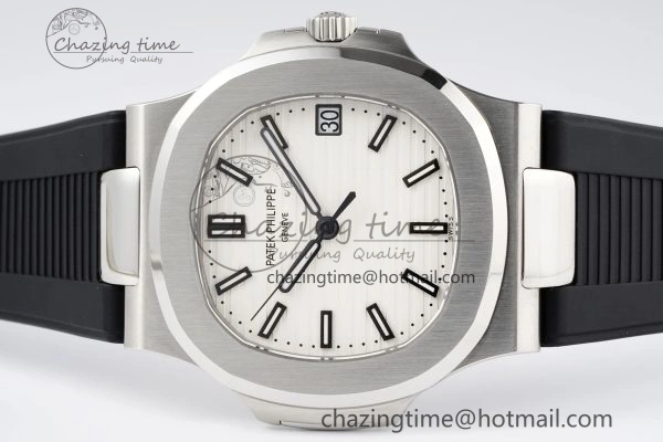 Nautilus 5711 1A PPF 1:1 Best Edition White Textured Dial on Black Rubber Strap 324CS V5