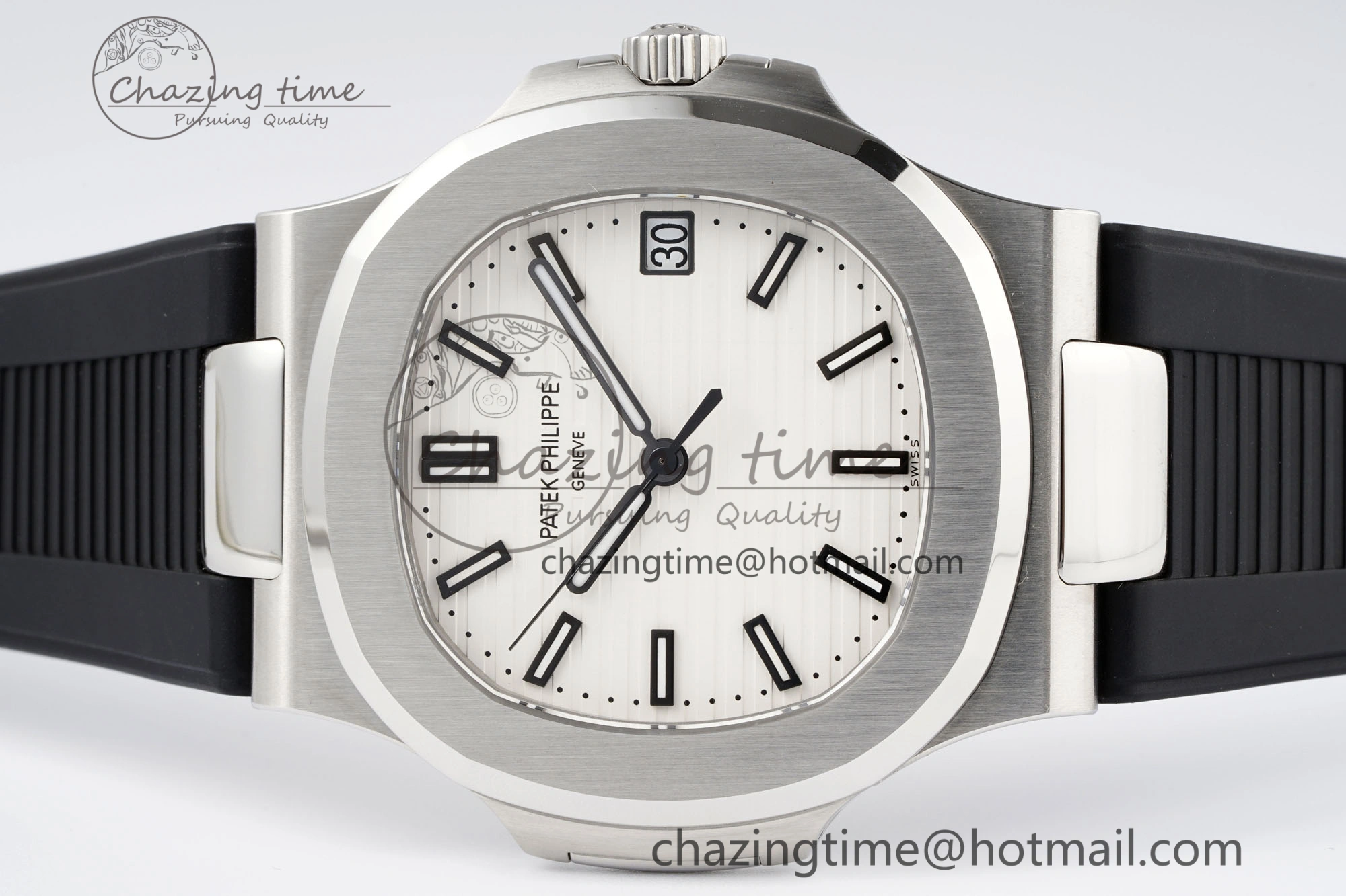 Nautilus 5711 1A PPF 1:1 Best Edition White Textured Dial on Black Rubber Strap 324CS V5