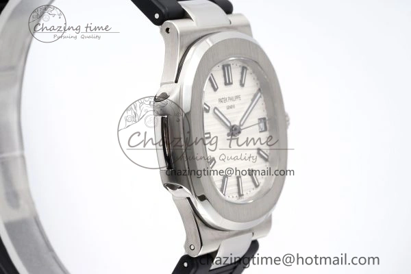 Nautilus 5711 1A PPF 1:1 Best Edition White Textured Dial on Black Rubber Strap 324CS V5
