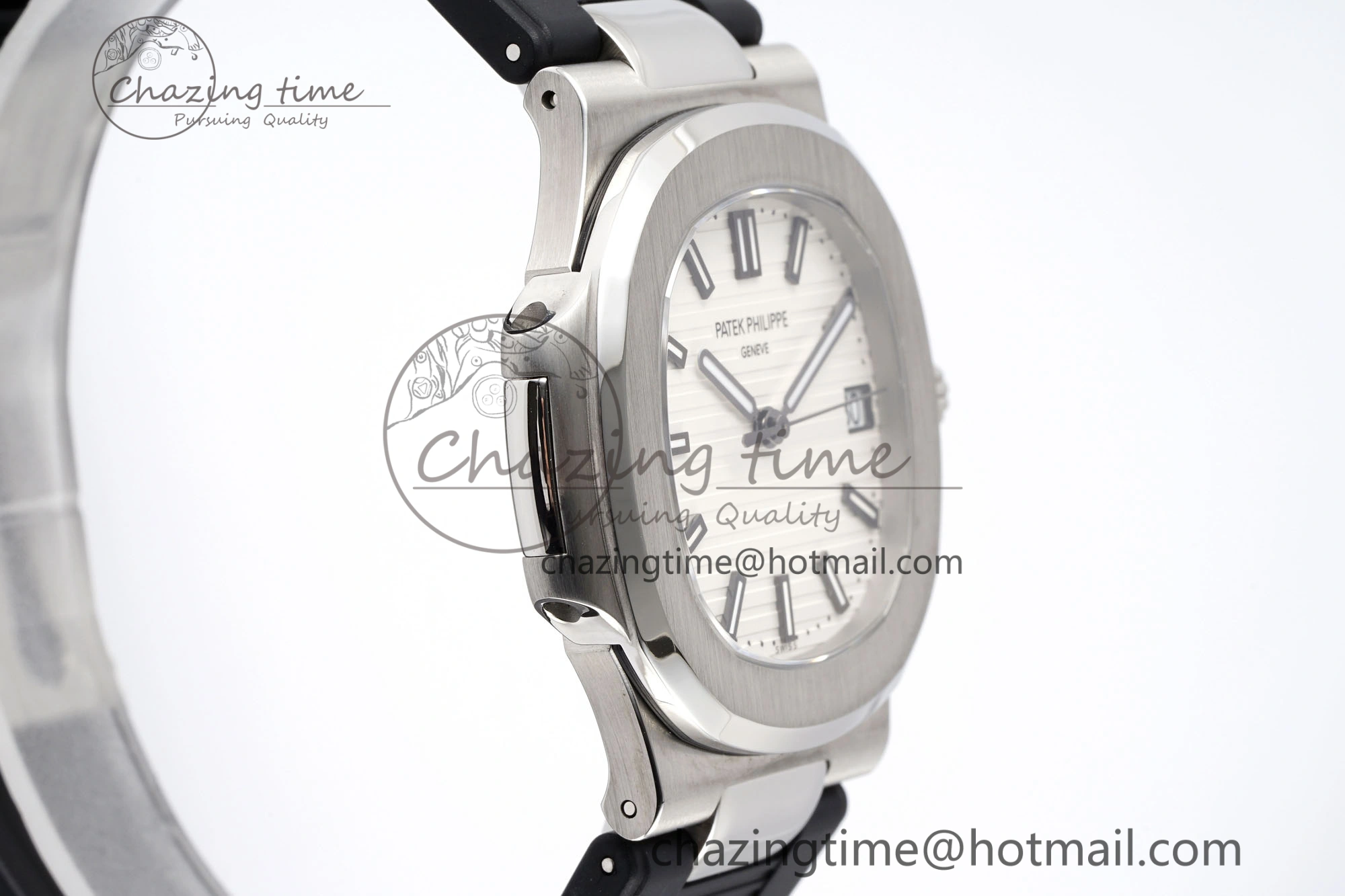 Nautilus 5711 1A PPF 1:1 Best Edition White Textured Dial on Black Rubber Strap 324CS V5