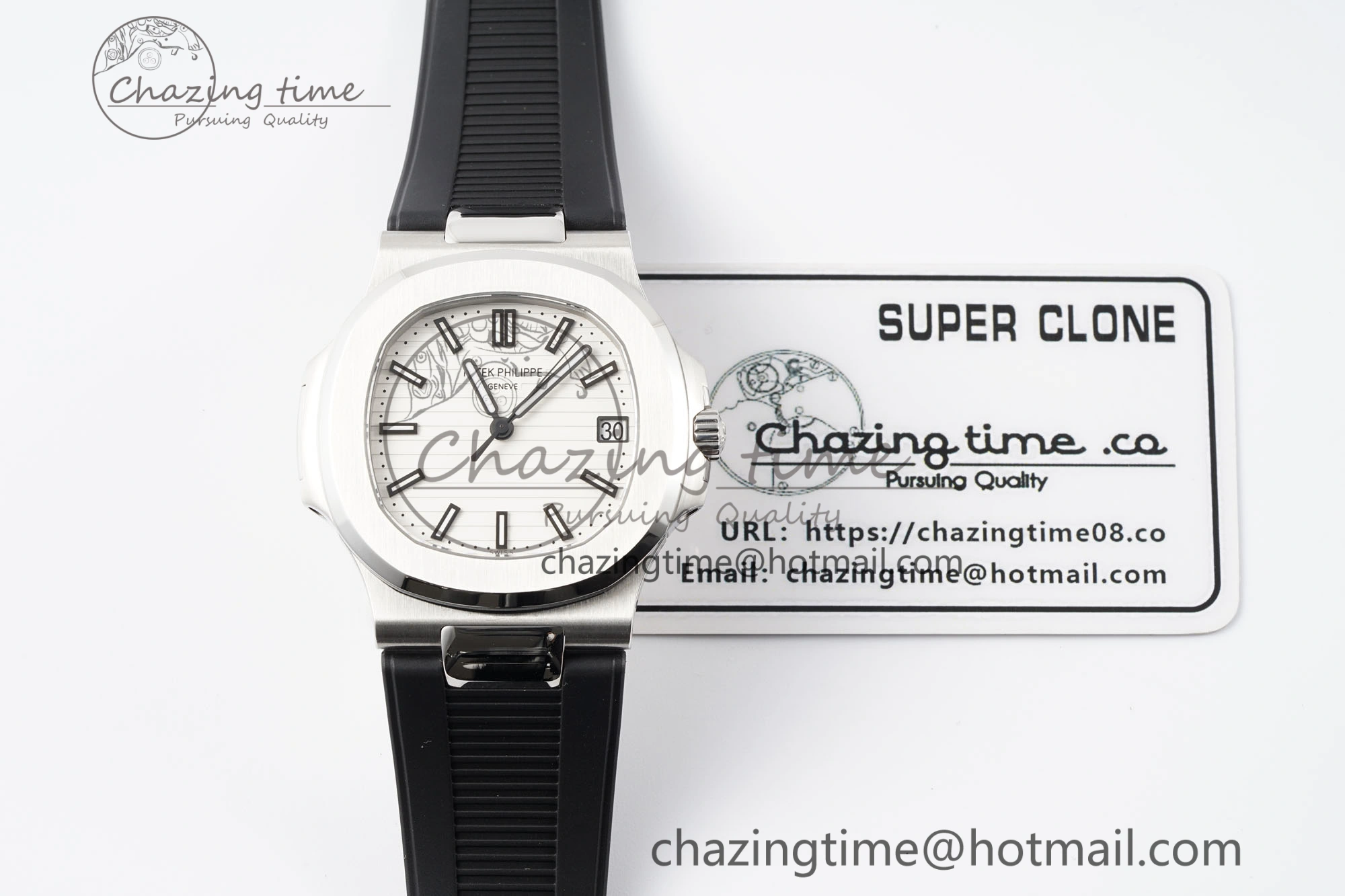 Nautilus 5711 1A PPF 1:1 Best Edition White Textured Dial on Black Rubber Strap 324CS V5