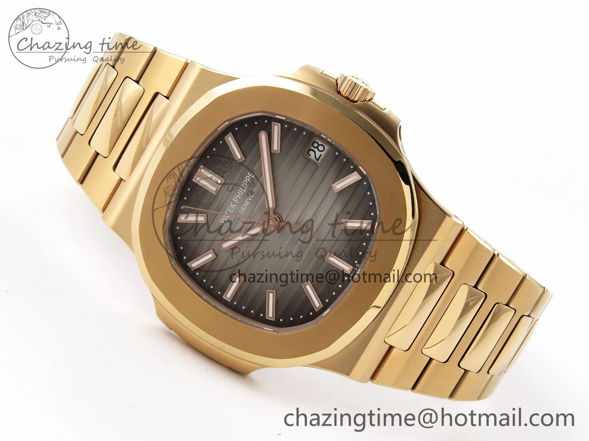 Nautilus 5711 1R-001 RG PPF 1:1 Best Edition Brown Textured Dial on RG Bracelet Super Clone 26-330 V5