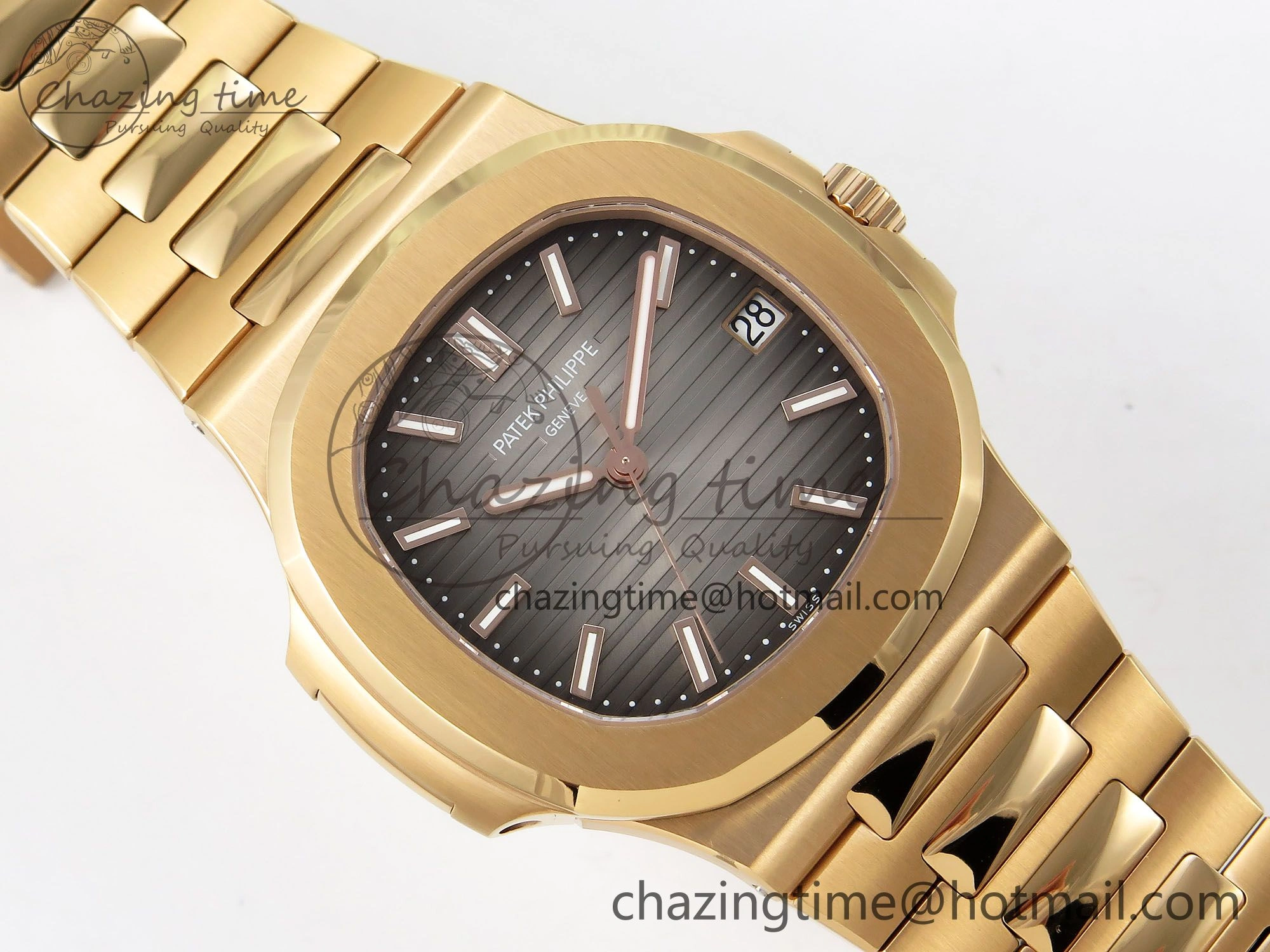 Nautilus 5711 1R-001 RG PPF 1:1 Best Edition Brown Textured Dial on RG Bracelet Super Clone 26-330 V5