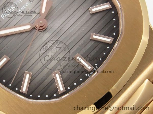 Nautilus 5711 1R-001 RG PPF 1:1 Best Edition Brown Textured Dial on RG Bracelet Super Clone 26-330 V5