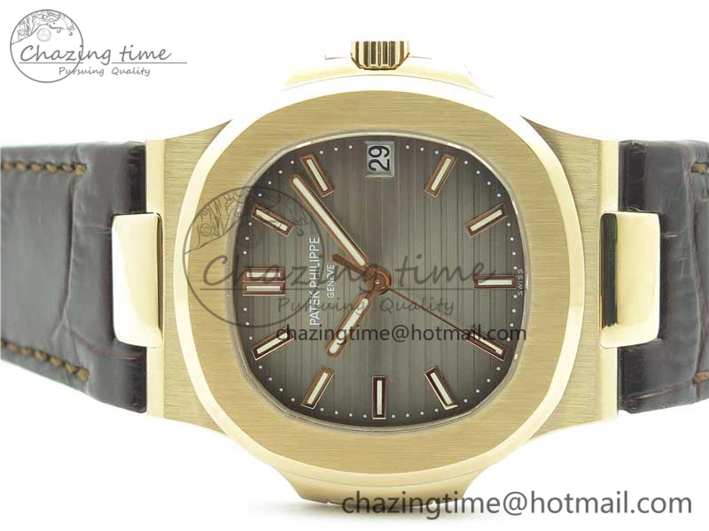 Nautilus 5711 1R PPF 1-1 Best Edition Gray Textured Dial on Brown Leather Strap 324CS (Free box) V4