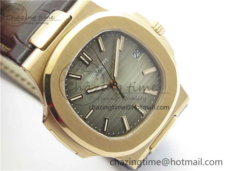 Nautilus 5711 1R PPF 1-1 Best Edition Gray Textured Dial on Brown Leather Strap 324CS (Free box) V4