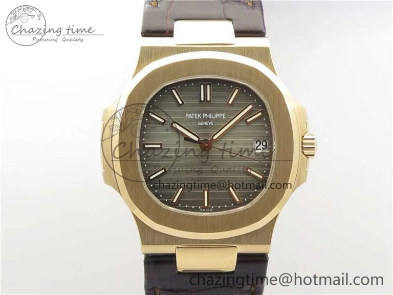 Nautilus 5711 1R PPF 1-1 Best Edition Gray Textured Dial on Brown Leather Strap 324CS (Free box) V4