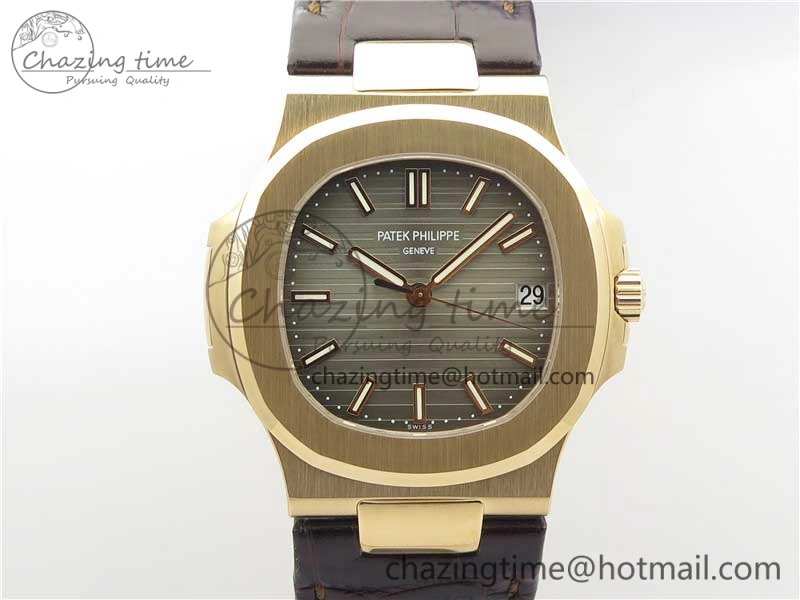 Nautilus 5711 1R PPF 1-1 Best Edition Gray Textured Dial on Brown Leather Strap 324CS (Free box) V4