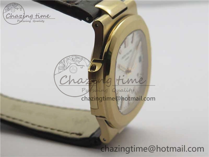 Nautilus 5711 1R PPF 1-1 Best Edition White Textured Dial on Brown Leather Strap 324CS (Free box) V4