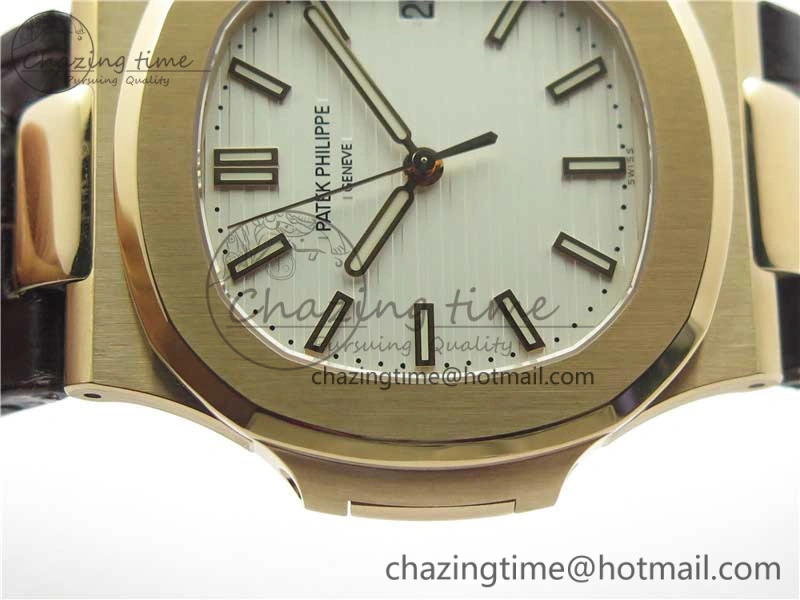 Nautilus 5711 1R PPF 1-1 Best Edition White Textured Dial on Brown Leather Strap 324CS (Free box) V4