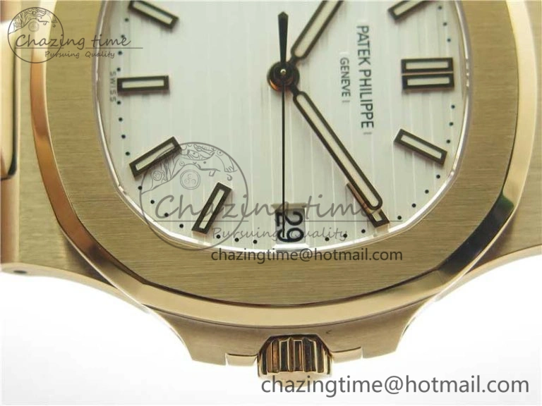 Nautilus 5711 1R PPF 1-1 Best Edition White Textured Dial on Brown Leather Strap 324CS (Free box) V4