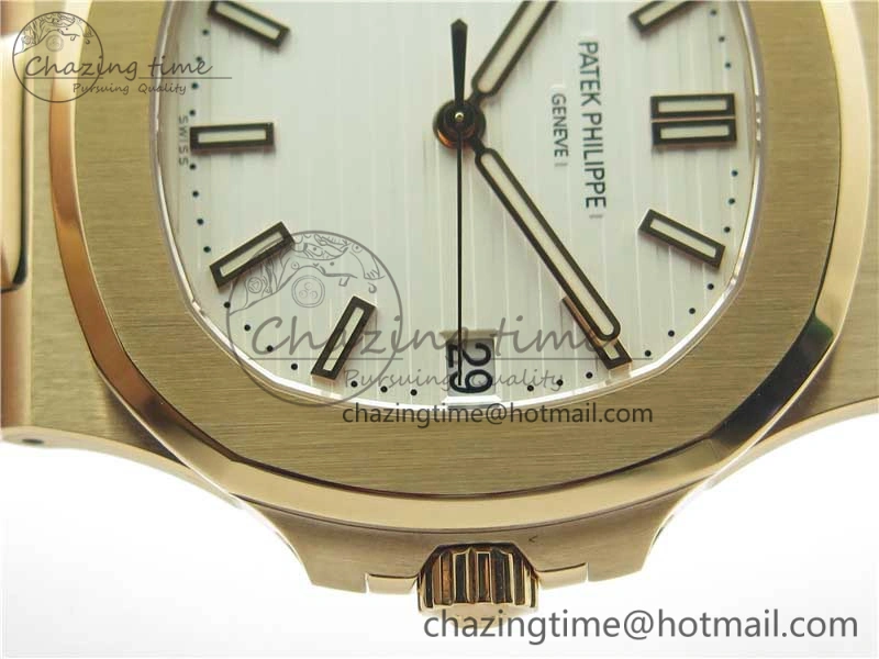 Nautilus 5711 1R PPF 1-1 Best Edition White Textured Dial on Brown Leather Strap 324CS (Free box) V4
