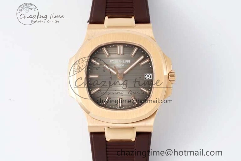 Nautilus 5711 1R PPF 1:1 Best Edition Brown Textured Dial on Brown Rubber Strap 324CS V5