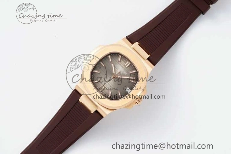 Nautilus 5711 1R PPF 1:1 Best Edition Brown Textured Dial on Brown Rubber Strap 324CS V5