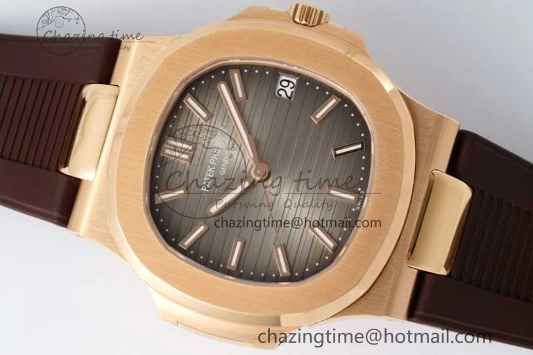 Nautilus 5711 1R PPF 1:1 Best Edition Brown Textured Dial on Brown Rubber Strap 324CS V5