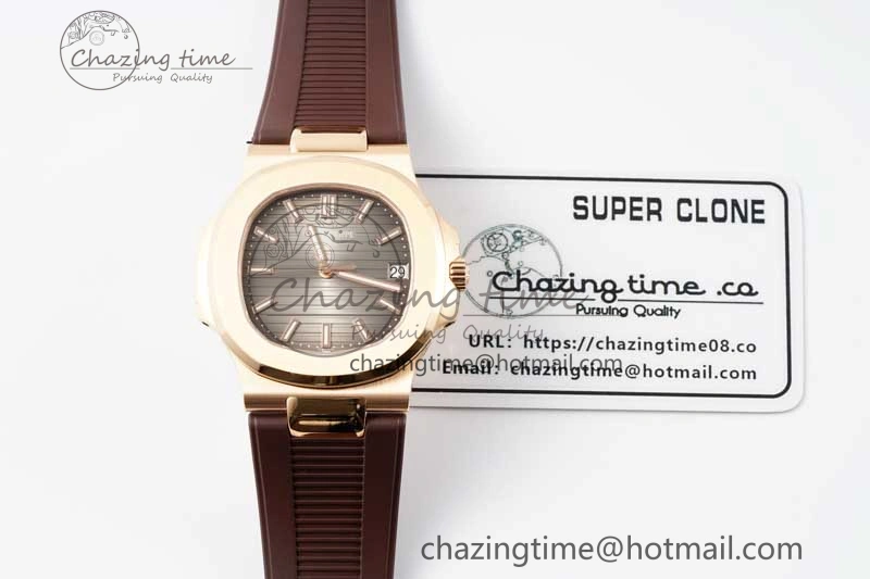Nautilus 5711 1R PPF 1:1 Best Edition Brown Textured Dial on Brown Rubber Strap 324CS V5