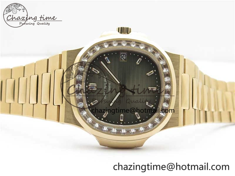 Nautilus 5711 1R PPF 1:1 Best Edition Gray Dial Diamonds Bezel on RG Bracelet 324CS (Free box) V4