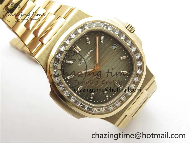 Nautilus 5711 1R PPF 1:1 Best Edition Gray Dial Diamonds Bezel on RG Bracelet 324CS (Free box) V4