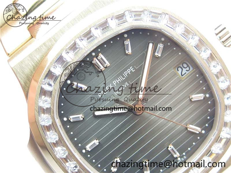 Nautilus 5711 1R PPF 1:1 Best Edition Gray Dial Diamonds Bezel on RG Bracelet 324CS (Free box) V4