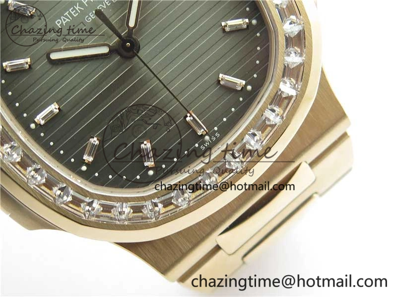 Nautilus 5711 1R PPF 1:1 Best Edition Gray Dial Diamonds Bezel on RG Bracelet 324CS (Free box) V4