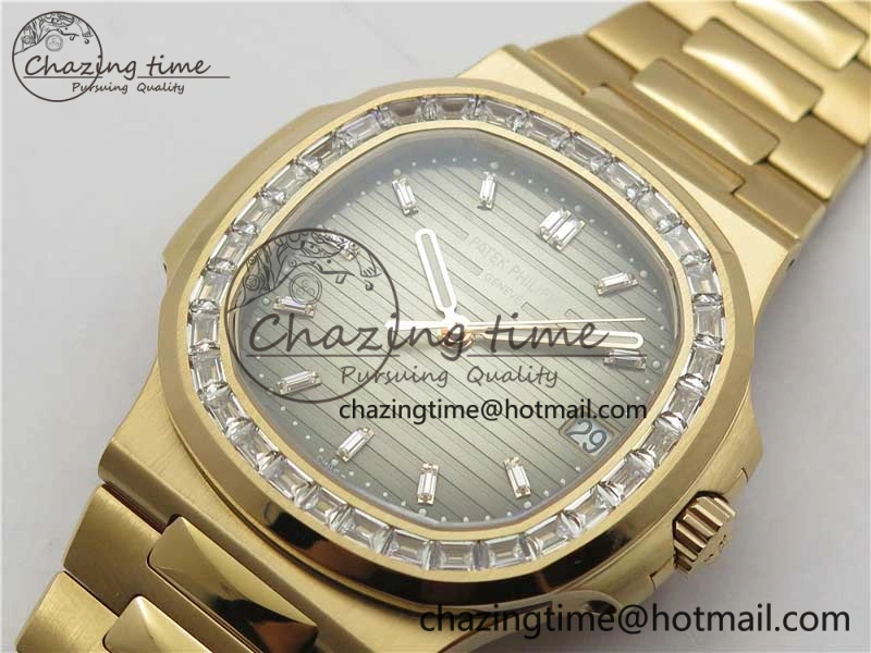 Nautilus 5711 1R PPF 1:1 Best Edition Gray Dial Diamonds Bezel on RG Bracelet 324CS (Free box) V4