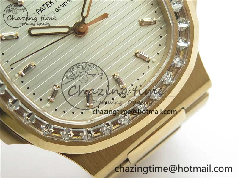 Nautilus 5711 1R PPF 1:1 Best Edition White Dial Diamonds Bezel on RG Bracelet 324CS (Free box) V4
