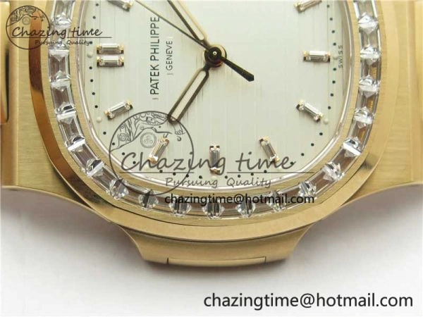 Nautilus 5711 1R PPF 1:1 Best Edition White Dial Diamonds Bezel on RG Bracelet 324CS (Free box) V4