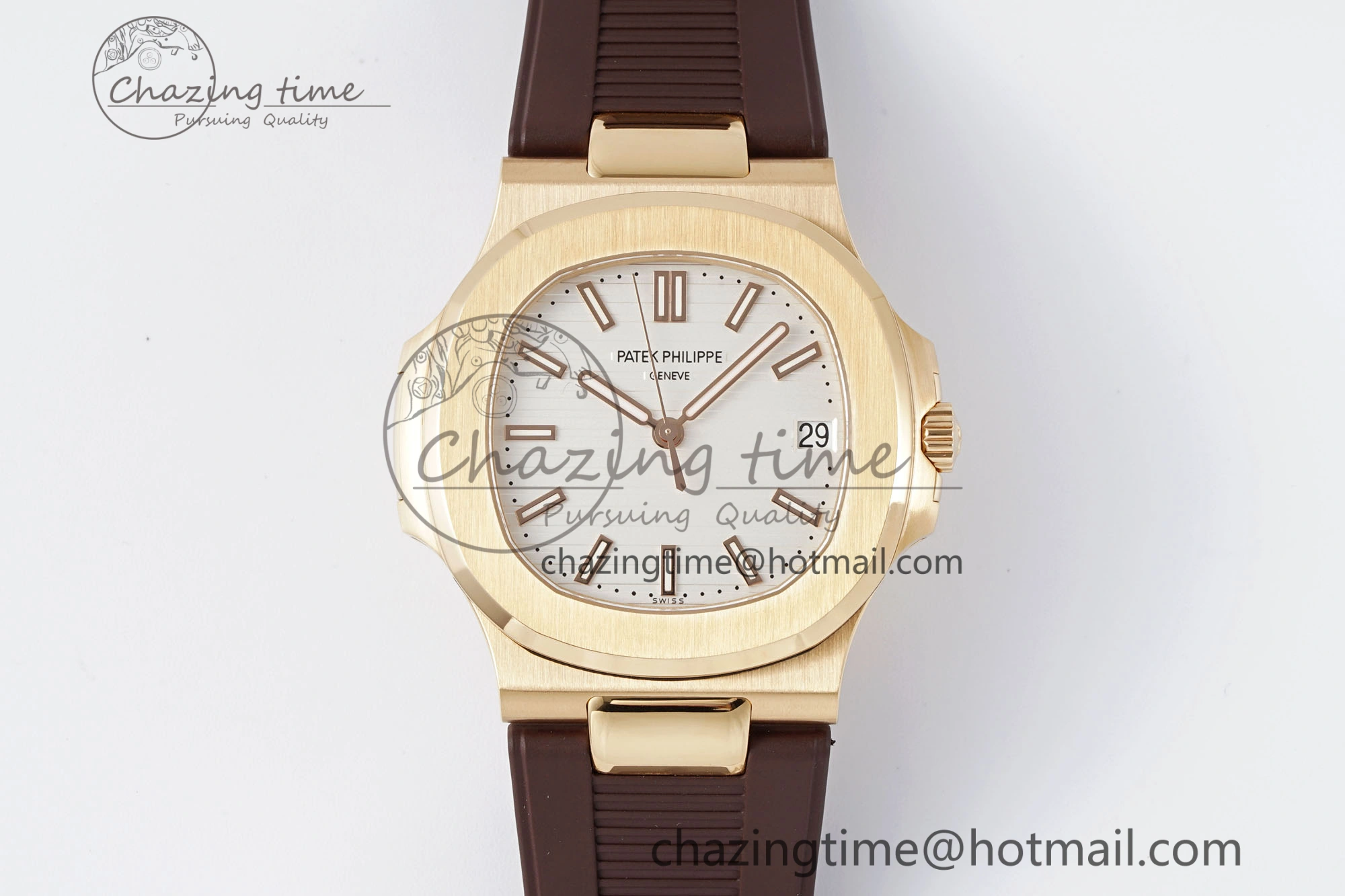 Nautilus 5711 1R PPF 1:1 Best Edition White Textured Dial on Brown Rubber Strap 324CS V5