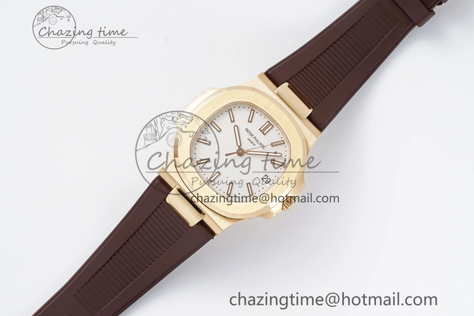 Nautilus 5711 1R PPF 1:1 Best Edition White Textured Dial on Brown Rubber Strap 324CS V5