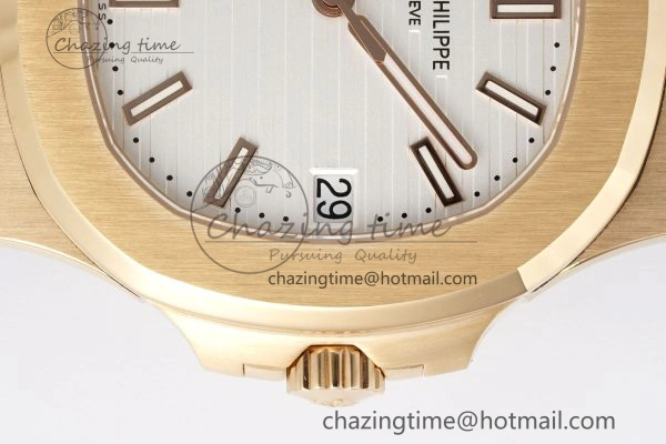 Nautilus 5711 1R PPF 1:1 Best Edition White Textured Dial on Brown Rubber Strap 324CS V5