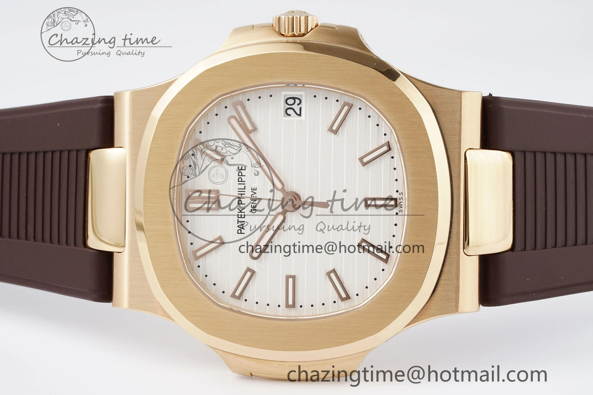 Nautilus 5711 1R PPF 1:1 Best Edition White Textured Dial on Brown Rubber Strap 324CS V5