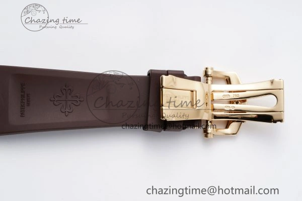 Nautilus 5711 1R PPF 1:1 Best Edition White Textured Dial on Brown Rubber Strap 324CS V5