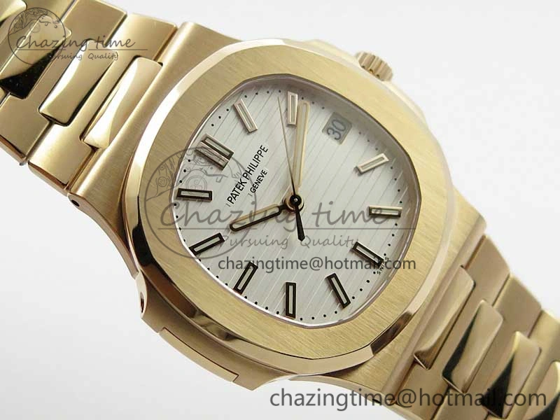 Nautilus 5711 1R PPF 1:1 Best Edition White Textured Dial on RG Bracelet 324CS (Free box)