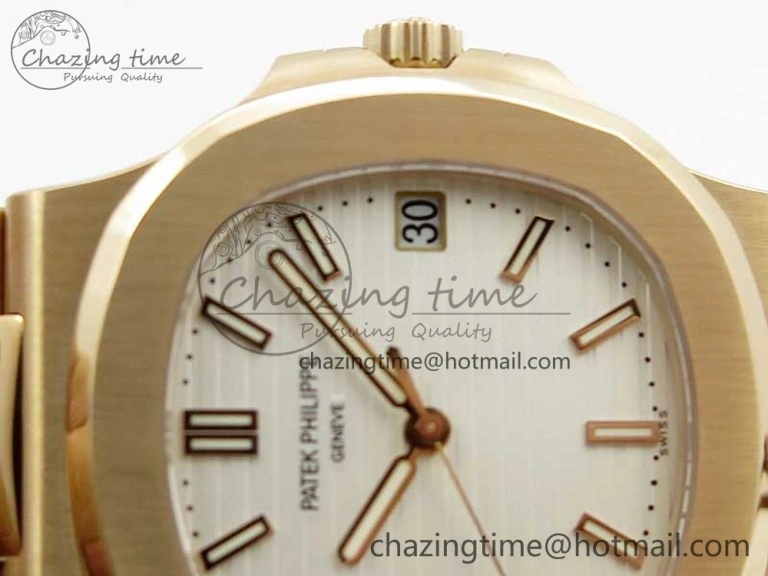 Nautilus 5711 1R PPF 1:1 Best Edition White Textured Dial on RG Bracelet 324CS (Free box)