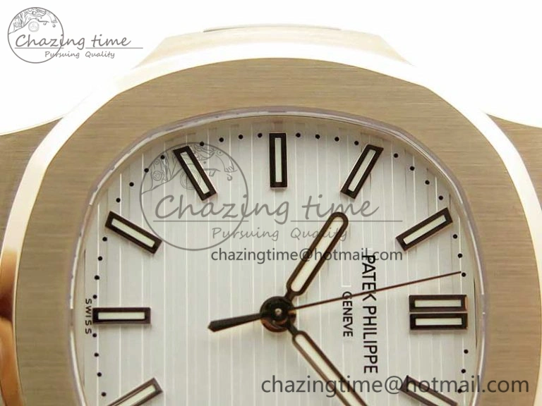 Nautilus 5711 1R PPF 1:1 Best Edition White Textured Dial on RG Bracelet 324CS (Free box)