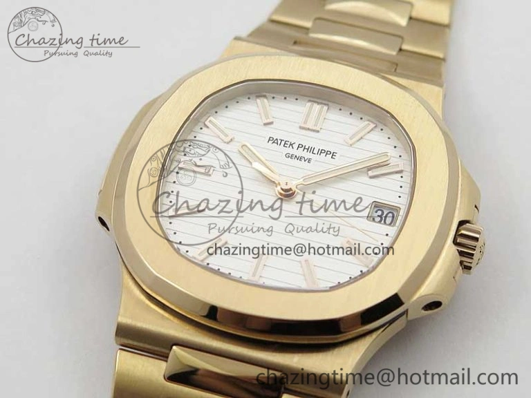 Nautilus 5711 1R PPF 1:1 Best Edition White Textured Dial on RG Bracelet 324CS (Free box)