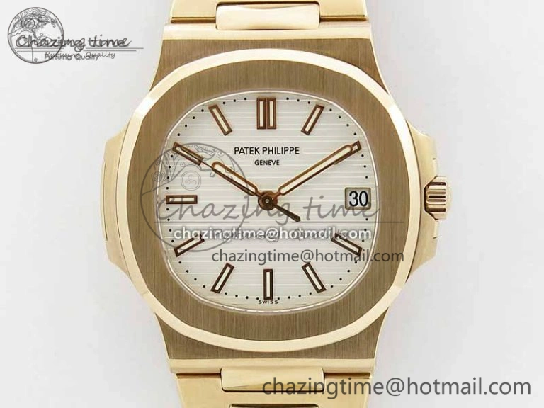 Nautilus 5711 1R PPF 1:1 Best Edition White Textured Dial on RG Bracelet 324CS (Free box)